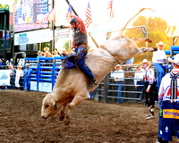 Mandan Perf One Tuesday (1605) Bull Riding Brody Yeary, on Dakota Rodeo's Trump Train, 86.5 points