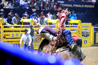 NFR  RD TWO (866) Bareback Riding Dean Thompson All Eyes on A&K Power River Rodeo