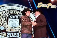 NFR 23 Rd Four (2235) Buckle Awards Bull Riding Ky Hamilton, 89 points on Bridwell Pro Rodeos 's Fred