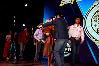 NFR RD Five (3420) Buckle Bull Riding Sage Kimzey, 92 points on Stace Smith Pro Rodeos 's Polar Express