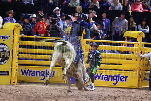 NFR 23 Round Three (3912) Bull Riding Jared Parsonage Trump Train Dakota Rodeo