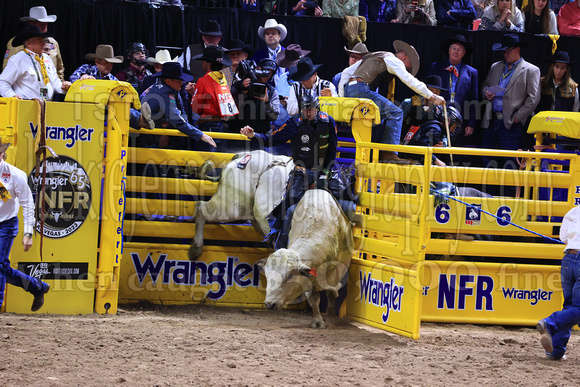 NFR 23 Round Three (3897) Bull Riding Jared Parsonage Trump Train Dakota Rodeo