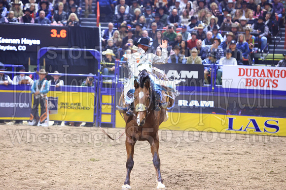 NFR  RD TWO (1183) Bareback Riding  Keenan Hayes Big Show Championship Pro Rodeo
