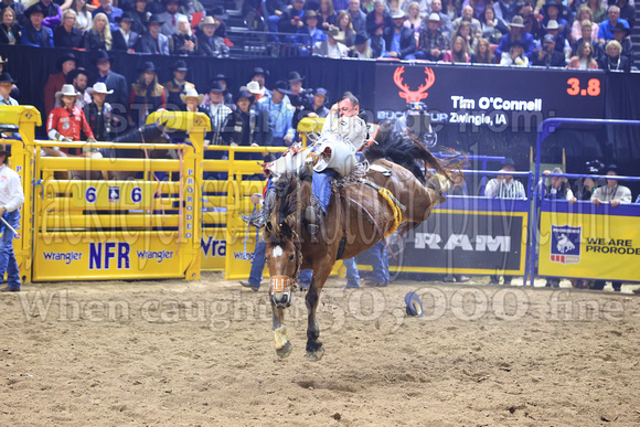 NFR 23 RD Nine (610) Bareback Riding Tim O'Connell Square Bale Hi Lo ProRodeo
