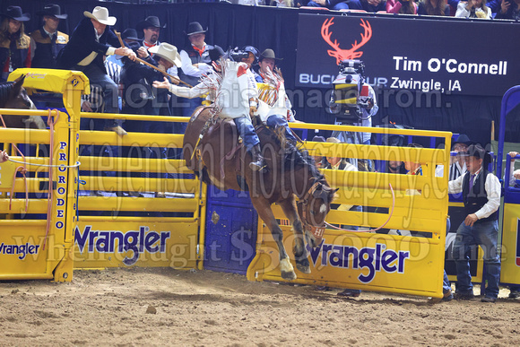 NFR 23 RD Nine (605) Bareback Riding Tim O'Connell Square Bale Hi Lo ProRodeo