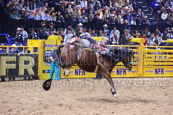 NFR  RD TWO (1090) Bareback Riding Kade Sonnier Bill Fick Top Egyptian Pickett Pro Rodeo