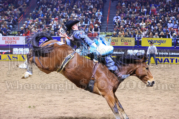 NFR  RD TWO (1069) Bareback Riding Jess Pope Ankle Biter Rafter G Rodeo