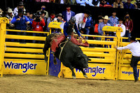 NFR RD ONE (6172) Bull Riding , Dustin Donovan, Rewind, Corey and Lange