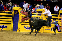 NFR RD ONE (6185) Bull Riding , Dustin Donovan, Rewind, Corey and Lange