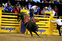 NFR RD ONE (6173) Bull Riding , Dustin Donovan, Rewind, Corey and Lange