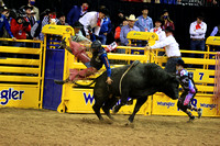 NFR RD ONE (6186) Bull Riding , Dustin Donovan, Rewind, Corey and Lange