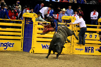 NFR RD ONE (6183) Bull Riding , Dustin Donovan, Rewind, Corey and Lange