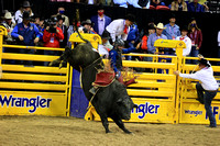 NFR RD ONE (6174) Bull Riding , Dustin Donovan, Rewind, Corey and Lange