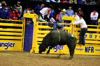 NFR RD ONE (6180) Bull Riding , Dustin Donovan, Rewind, Corey and Lange