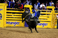 NFR RD ONE (6557) Bull Riding , Stetson Wright, Bit Of Bad News, Four Star