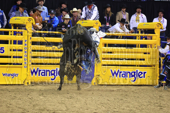 NFR RD Four (4077) Bull Riding, Clayton Sellars, Wicked Sensation, Rafter H