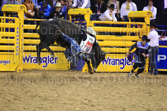 NFR RD Four (4072) Bull Riding, Clayton Sellars, Wicked Sensation, Rafter H