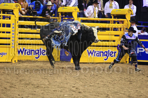 NFR RD Four (4068) Bull Riding, Clayton Sellars, Wicked Sensation, Rafter H