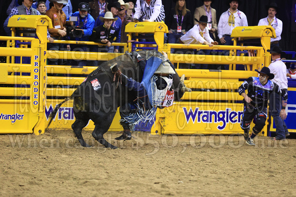 NFR RD Four (4074) Bull Riding, Clayton Sellars, Wicked Sensation, Rafter H