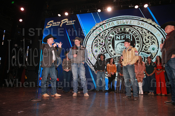 Round 1 Buckle Presentation (74) Bull Riding, Tristan Hutchings, Party Animal, Stockyards