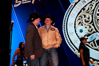 Round 1 Buckle Presentation (80) Bull Riding, Tristan Hutchings, Party Animal, Stockyards