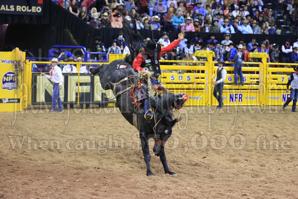NFR RD ONE (3184) Saddle Bronc, Kolby Wanchuk, Spotted Blues, Big Bend