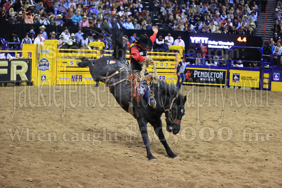 NFR RD ONE (3187) Saddle Bronc, Kolby Wanchuk, Spotted Blues, Big Bend