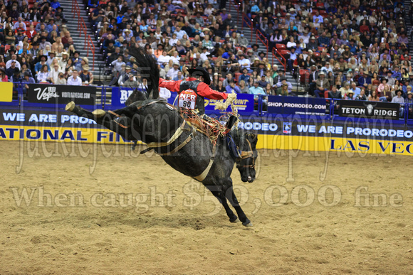 NFR RD ONE (3195) Saddle Bronc, Kolby Wanchuk, Spotted Blues, Big Bend