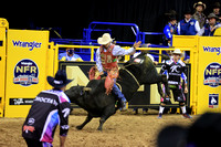 NFR RD ONE (5492) Bull Riding , Roscoe Jarboe, Black Kat, Rosser