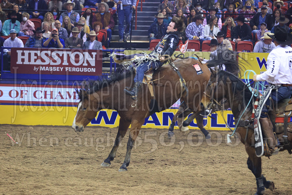 NFR RD Two (897) Bareback Riding , Cole Reiner, Ankle Biter, Rafter G