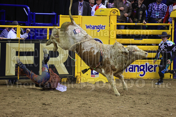 NFR RD Two (4496) Bull Riding , Roscoe Jarboe, Velocity, Andrews