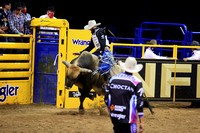 NFR RD ONE (6802) Bull Riding , Clayton Sellers, Reride, American Blood, Rocky Mountain