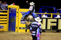 NFR RD ONE (6804) Bull Riding , Clayton Sellers, Reride, American Blood, Rocky Mountain