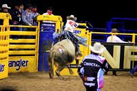 NFR RD ONE (6795) Bull Riding , Clayton Sellers, Reride, American Blood, Rocky Mountain