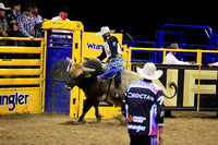 NFR RD ONE (6801) Bull Riding , Clayton Sellers, Reride, American Blood, Rocky Mountain