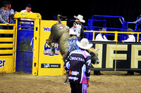 NFR RD ONE (6806) Bull Riding , Clayton Sellers, Reride, American Blood, Rocky Mountain