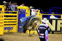 NFR RD ONE (6798) Bull Riding , Clayton Sellers, Reride, American Blood, Rocky Mountain