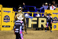 NFR RD ONE (6810) Bull Riding , Clayton Sellers, Reride, American Blood, Rocky Mountain