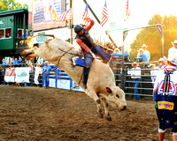 Mandan Perf One Tuesday (1606) Bull Riding Brody Yeary, on Dakota Rodeo's Trump Train, 86.5 points